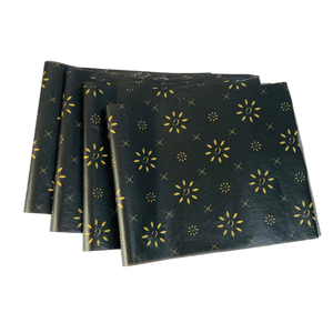 Rollo de papel de embalaje negro de pulpa química de 80g de producción personalizada con impresión de patrón dorado varias opciones para ventas de alimentos - Product Image 6