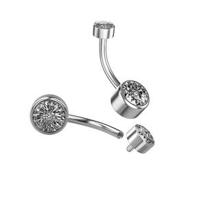 Venta al por mayor, anillo de ombligo con rosca interna personalizado, conjunto de bisel de titanio, doble gema, ombligo, curvas, Piercing, joyería para el cuerpo - Product Image 5