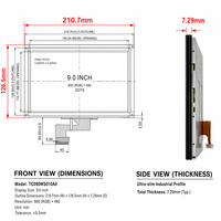 TMK Automotive-Grade 9,0 Zoll IPS LCD-Modul 1024x600 HD 1000 Nits Sonnenlicht-Lesbar LVDS 40 PIN Eingebetteter Bildschirm Auto-Headunit