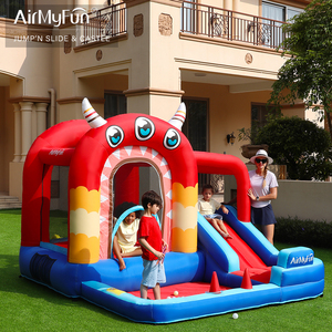 Château Gonflable Personnalisé Monstre Rouge Oxford avec Piscine à Balles et Toboggan pour Jardin - Combo Maison de Rebond Gonflable - Product Image 5