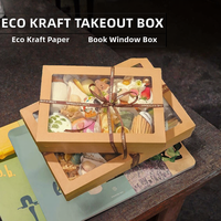 Boîte alimentaire jetable en papier kraft biodégradable, impression personnalisée quatre couleurs, forme de livre, pour lait et autres produits alimentaires, écologique