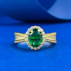 Nuevo Anillo de Alta Gama con Circonita <span class=keywords><strong>Esmeralda</strong></span> Chapado en Oro, en Forma de Huevo de <span class=keywords><strong>Paloma</strong></span>, para Fiestas de Mujeres - Product Image 2