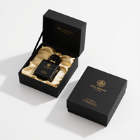 Boîtes à parfum personnalisées en carton noir avec estampage à chaud doré et doublure en velours doré, emballage cosmétique de luxe pour marques haut de gamme