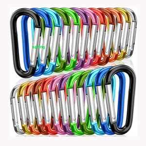 Alumínio D Anel Mosquetões Clipe Portão Carregado Pequeno Keychain Mosquetão Clipe Set Outdoor Camping Mini Lock Snap Hook Spring Link