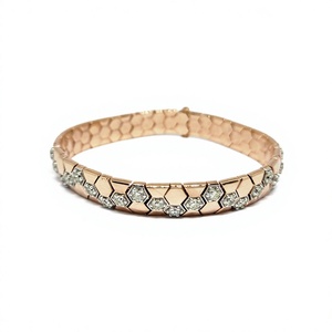 Pulsera de tenis con patrón de panal en oro rosa para hombre y mujer, joyería fina certificada IGI, diamantes cultivados en laboratorio FG VVS de corte brillante - Product Image 1
