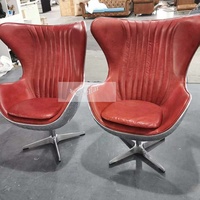 Fauteuil Aviateur à dossier haut, style vintage du milieu du siècle, en cuir pleine fleur, fauteuil pivotant de bureau, fauteuil à bras en cuir vieilli
