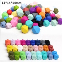 Promotion fabrication de bijoux jouets bricolage breloques stylos perlés en gros 14mm hexagone perle Silicone