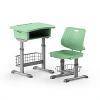 Chaise de bureau moderne et confortable à dossier simple avec accoudoirs pour mobilier scolaire de salle de classe primaire, structure en tube d'acier ovale, plastique