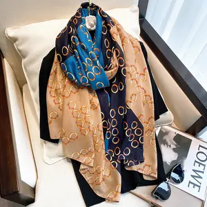 Penjualan Laris Syal Linen Merek Desainer Terkenal Katun Panjang Wanita Jilbab Viscose Islami Syal Motif Baru Bufanda