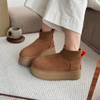 Bottes courtes d'hiver pour femmes, doublées de polaire, en cuir véritable, confortables, à la cheville et à la botte, semelle épaisse, chaudes