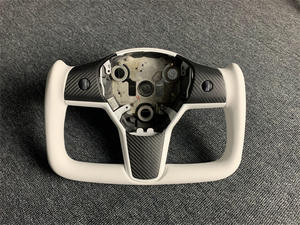 Volant en cuir de qualité supérieure Yole pour Tesla Model 3 Model X S Y en blanc carbone accessoires de voiture parfaits - Product Image 3