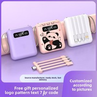 Nouvelle batterie externe mini 20000 mAh grande capacité avec câble intégré, alimentation portable pour mobile, matériau PVC, logo personnalisé