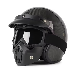 3/4 шлем из углеродного волокна с открытым лицом в стиле ретро и встроенным козырьком - Product Image 4