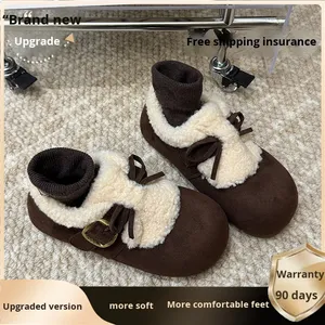 รองเท้าบูทบุขนสั้นสำหรับผู้หญิง รุ่นเพิ่มความสูงด้านใน สไตล์เรโทร ยี่ห้อ Birkenstocks เหมาะสำหรับฤดูหนาว พื้นหนา วัสดุไมโครไฟเบอร์ บุขนเทียม - Product Image 2