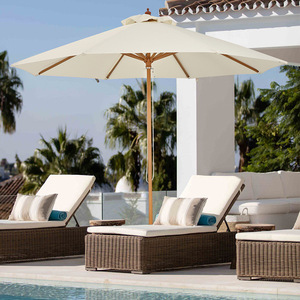 Sombrilla cuadrada de lujo de gama alta, sombrilla de poste de madera de diseño moderno al aire libre para cafetería, patio, <span class=keywords><strong>Centro</strong></span> de jardín - Product Image 2
