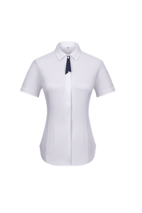Vente en gros, promotion exceptionnelle, commande en gros, nouvelle arrivée, <span class=keywords><strong>chemisier</strong></span> à col montant en tissu de fibre de menthe à 45,5%, chemise à manches courtes pour femmes - Product Image 3