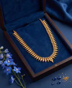 DIVYORO Ensemble collier long et boucles d'oreilles pour femme en cuivre et laiton plaqué or, bijoux de mariage traditionnels pour la mariée - Product Image 2