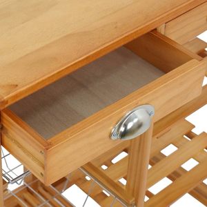 Durable Rolling Pine Wood Kitchen Island Trolley Cart Comedor Cajones <span class=keywords><strong>de</strong></span> almacenamiento Stand - Product Image 4