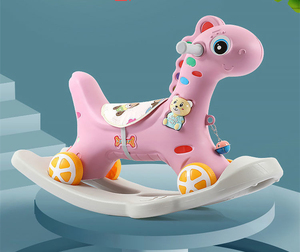 Cavallo a Dondolo Economico per Bambini / Cavallo a Dondolo in Plastica Rosa per Neonati / Giocattoli Cavalcabili per Bambini - Product Image 4