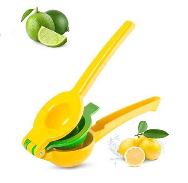 Premium Metal Fruit Press 2 in 1 Double Layers Aluminum Alloy Portable Lemon Squeezer Manual Lime Citrus Hand Press Juicer