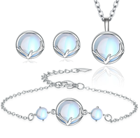 Bijoux en bois de cerf collier en pierre de lune bracelet boucles d'oreilles ensemble de bijoux de marque pour femmes