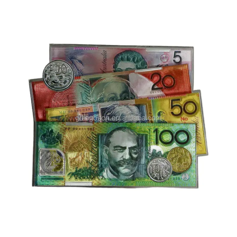 Ímã de geladeira de borracha personalizado, lembrança de viagem australiana mini refrigerador notas magnéticas, dólar da austrália dinheiro geladeira ímã