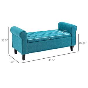 DB Offre Spéciale 50 \ "banc pouf de rangement pieds en bois avec bras roulés bouton touffeté tapissé fin de banc de lit meubles de chambre à coucher - Product Image 5