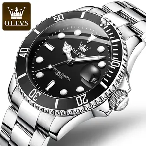 ファッションビジネス男性腕時計OLEVSブランド5885ステンレス鋼ストラップクォーツ防水アナログ時計男性用
