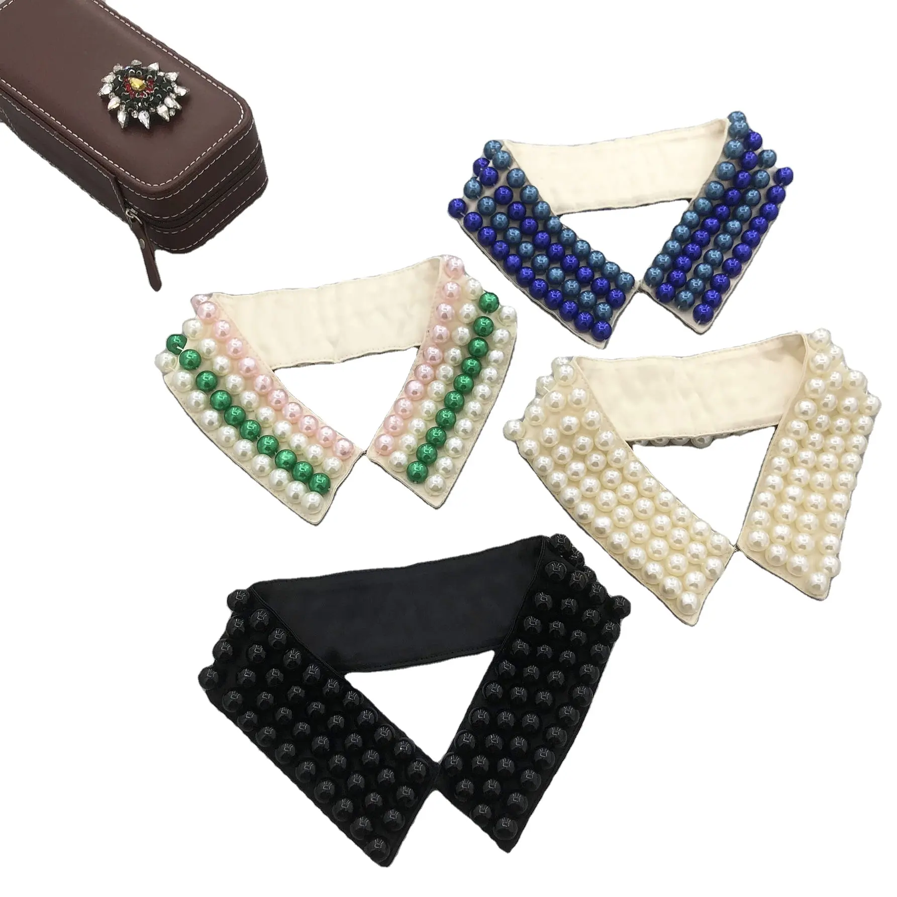 Guangzhou Factory Hand Sewn Pearl Vintage Style Various Colors Design Removable False Collar