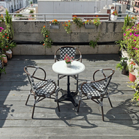 Meubles de loisirs en plein air de haute qualité Table à thé en marbre en aluminium PE rotin Restaurant chaises d'extérieur hôtel salle à manger utilisation extérieure