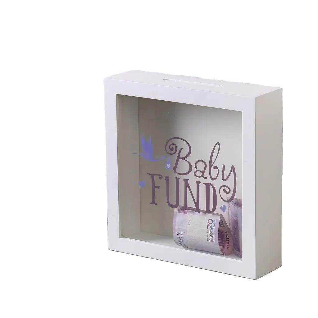 Classico bianco nero tridimensionale shadow box Money coin frame box adatto per la decorazione domestica artigianato in legno massello