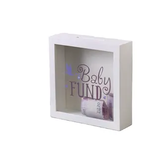 Classic white black three-dimensional shadow box Money coin frame box suitable for home decoration solid wood crafts