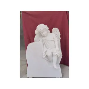 Bianco Baby Angel scultura marmo lapide incisione cuore lapide Design lapide