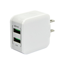 Pengisi Daya Dinding USB Ganda 10W 5V 2.1A Putih Bersertifikat CE untuk Ponsel