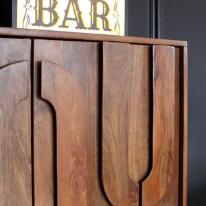 Bar Kitchen <b>Dining</b> <b>Room</b> Cafe Hotel Use Durable Mango Wood Bar <b>Cabinet</b> with 4 Doors Solid Hardwood <b>Storage</b> Furniture for Home - Product Image 3