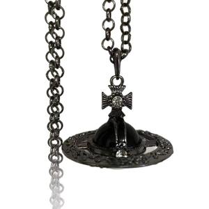 Collar Clásico Empress Dowager Vivienne, Mediano, con Piedra Natural 3D, Acero Inoxidable, Cadena Figaro con Patrón Elegante Grabado, Unisex - Product Image 5