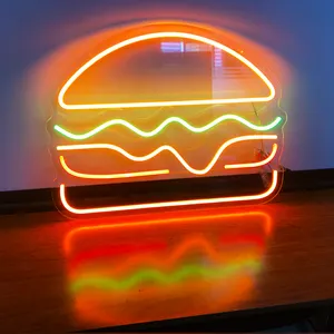 Yeni stil hayır adedi 3D su geçirmez 12V 24V 2835 RGB renkli akrilik Led Neon işareti içme Hamburger kızarmış tavuk Pizza dükkanı