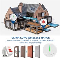 Sistema de Llamada Inalámbrico para Cuidadores SOS, 1 Receptor + 1 Botón Impermeable + 1 Reloj Pager para Personas Mayores