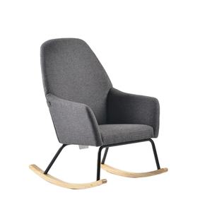 Compact Upholstered Accent <b>Rocking</b> <b>Chair</b> for Home Office & Living Room Comfortable with Solid <b>Wood</b> Base - Product Image 1