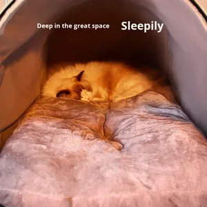 Ganzjährig Nutzbare Moderne Modische Abnehmbare Waschbare Umweltfreundliche Schwamm-Hundebetten Katzenbetten Große Geschlossene Warme Hausförmige Hütte - Product Image 3