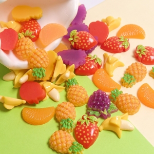 100pcs Resin Fruits Charms Flat Back Cabochon Headwear Accessories DIY <b>Scrapbooking</b> Crafts Phone Case Decoration - Product Image 4