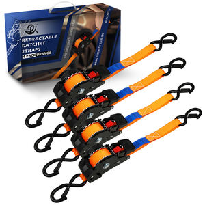 自動車整備工場での狭いスペースの固定用、回転式S字フック付き薄型巻き取り式ストラップ - Product Image 1