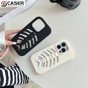 Coque de téléphone 3D en silicone souple, motif os de poisson évidé, style gothique Y2K, respirante et antichoc pour <span class=keywords><strong>iPhone</strong></span> 13-17 - Product Image 4