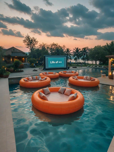 Verano Popular gran oferta <span class=keywords><strong>buena</strong></span> <span class=keywords><strong>calidad</strong></span> comercial al aire libre plataforma <span class=keywords><strong>flotante</strong></span> inflable para película de mar - Product Image 3