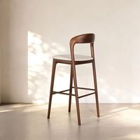 Tabouret de bar moderne en bois massif avec siège ergonomique et structure à quatre pieds robuste pour bar à domicile, salle à manger et usage commercial