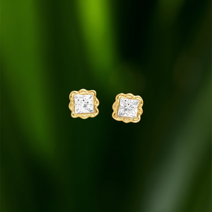 Pendientes de Moda con Cristales Cuadrados, Acero Inoxidable 316L, Baño de Oro PVD - Product Image 3
