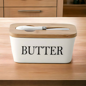 Assiette <span class=keywords><strong>à</strong></span> beurre rectangulaire en céramique avec logo personnalisé récipient <span class=keywords><strong>à</strong></span> <span class=keywords><strong>fromage</strong></span> de cuisine beurrier en porcelaine avec couvercle - Product Image 3