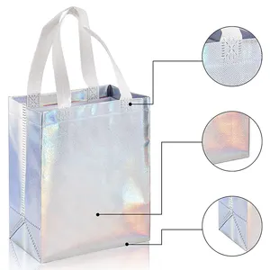 Sacs fourre-tout non tissés stratifiés imperméables, réutilisables et écologiques, multicolores et respectueux de l'environnement, imprimés avec logo personnalisé pour les femmes faisant du shopping/ - Product Image 1