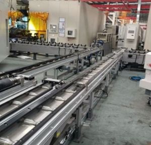 Powered Roller Conveyors for Pallets Stainless Steel Automated Pallet Handling System Featuring Fixed Mounting Turntable Options - Product Image 1