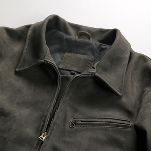 Veste en cuir de chèvre <span class=keywords><strong>vintage</strong></span> pour <span class=keywords><strong>homme</strong></span>, <span class=keywords><strong>style</strong></span> ancien, coupe courte et ajustée, véritable cuir - Product Image 3